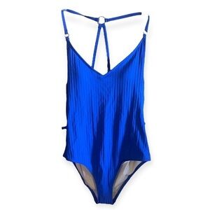 Kona Sol Royal Blue Ribbed One-Piece Swimsuit